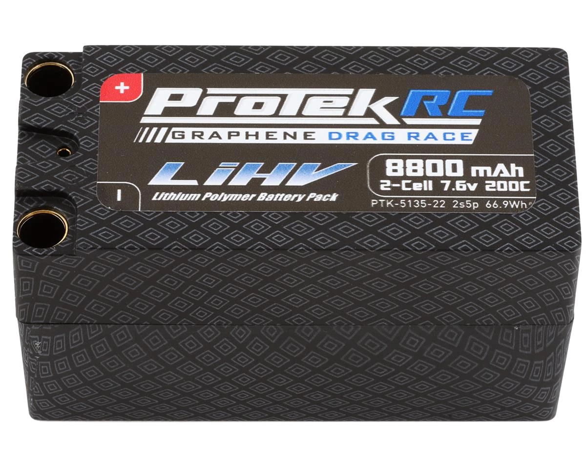 ProTek RC 2S 200C 2s5p Si-Graphene Drag Race Shorty LiPo Battery (7.6V/8800mAh) w/8mm Connectors 3 ProTek RC 2S 200C 2s5p Si-Graphene Drag Race Shorty LiPo Battery (7.6V/8800mAh) w/8mm Connectors