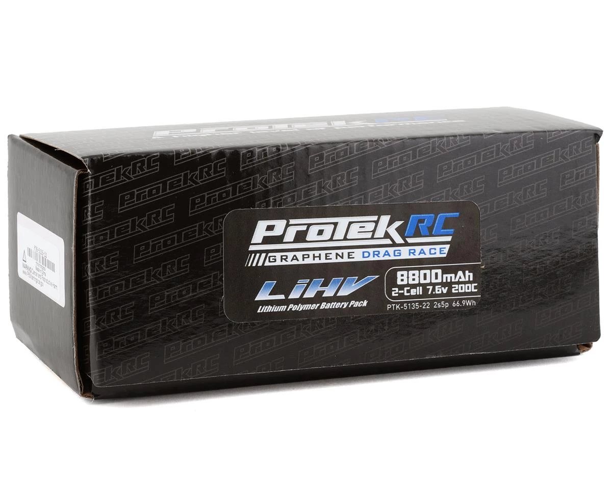 ProTek RC 2S 200C 2s5p Si-Graphene Drag Race Shorty LiPo Battery (7.6V/8800mAh) w/8mm Connectors 5 ProTek RC 2S 200C 2s5p Si-Graphene Drag Race Shorty LiPo Battery (7.6V/8800mAh) w/8mm Connectors - Image 3